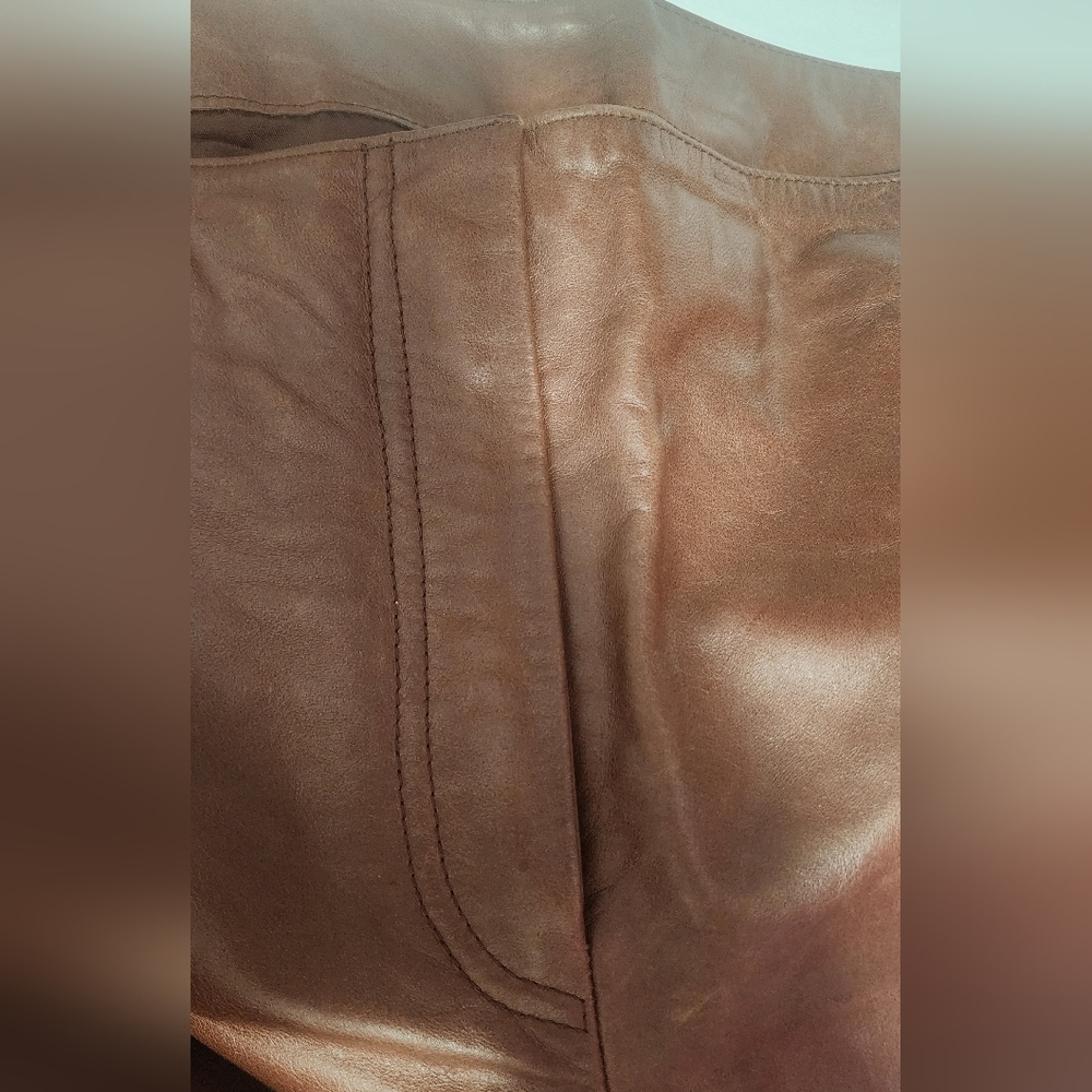 NWT Venezia Genuine Leather Pants Chocolate